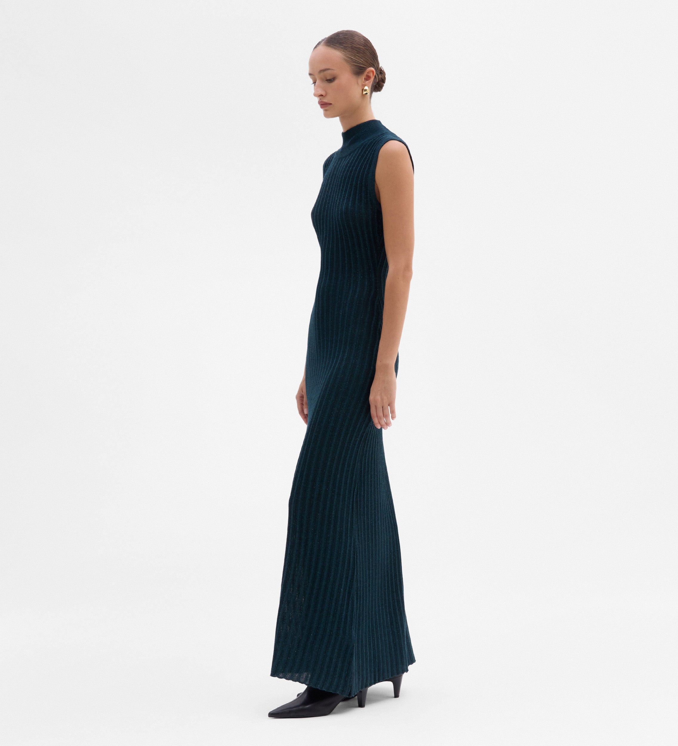 Metal-effect knit dress