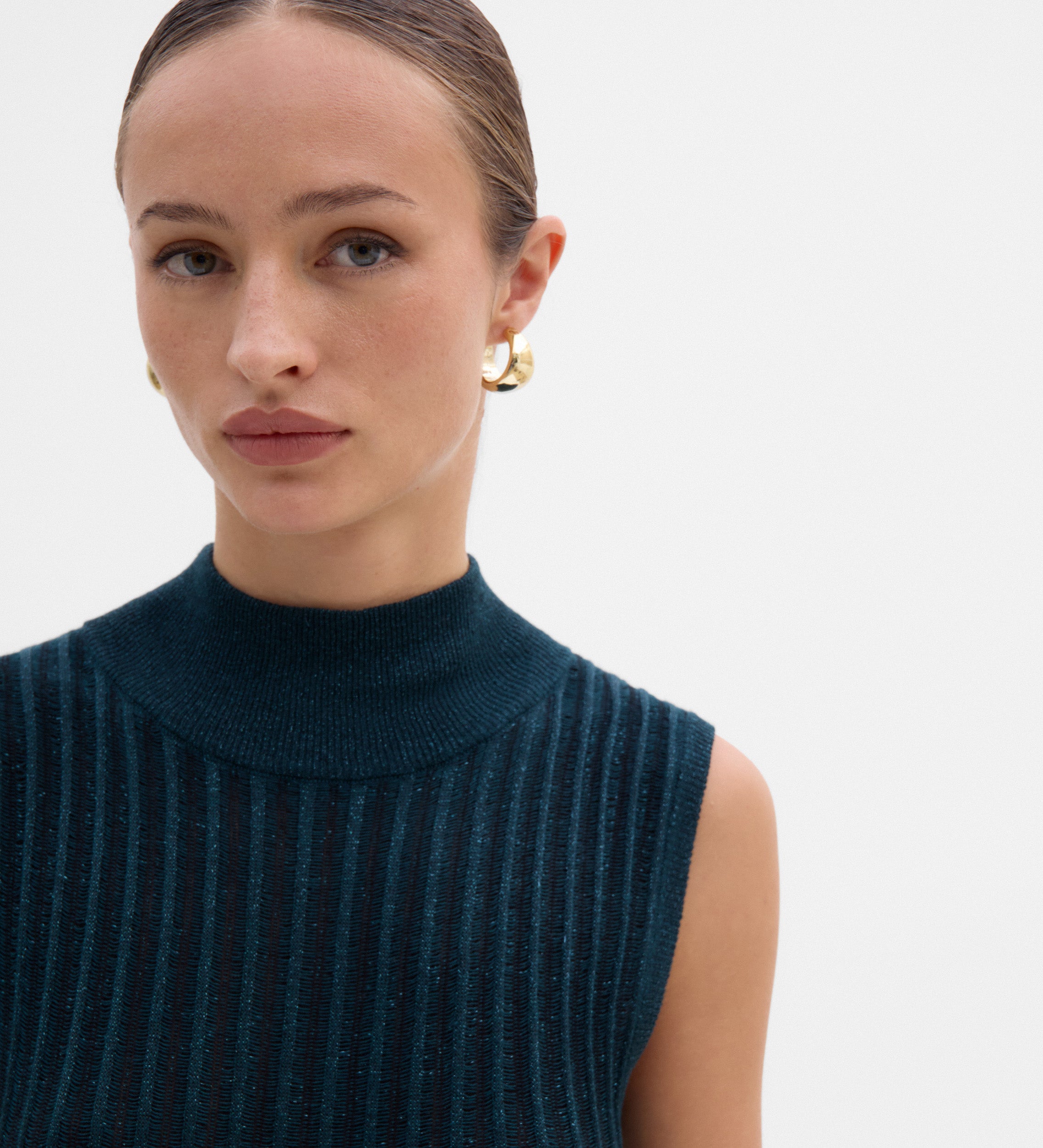 Metal-effect knit dress