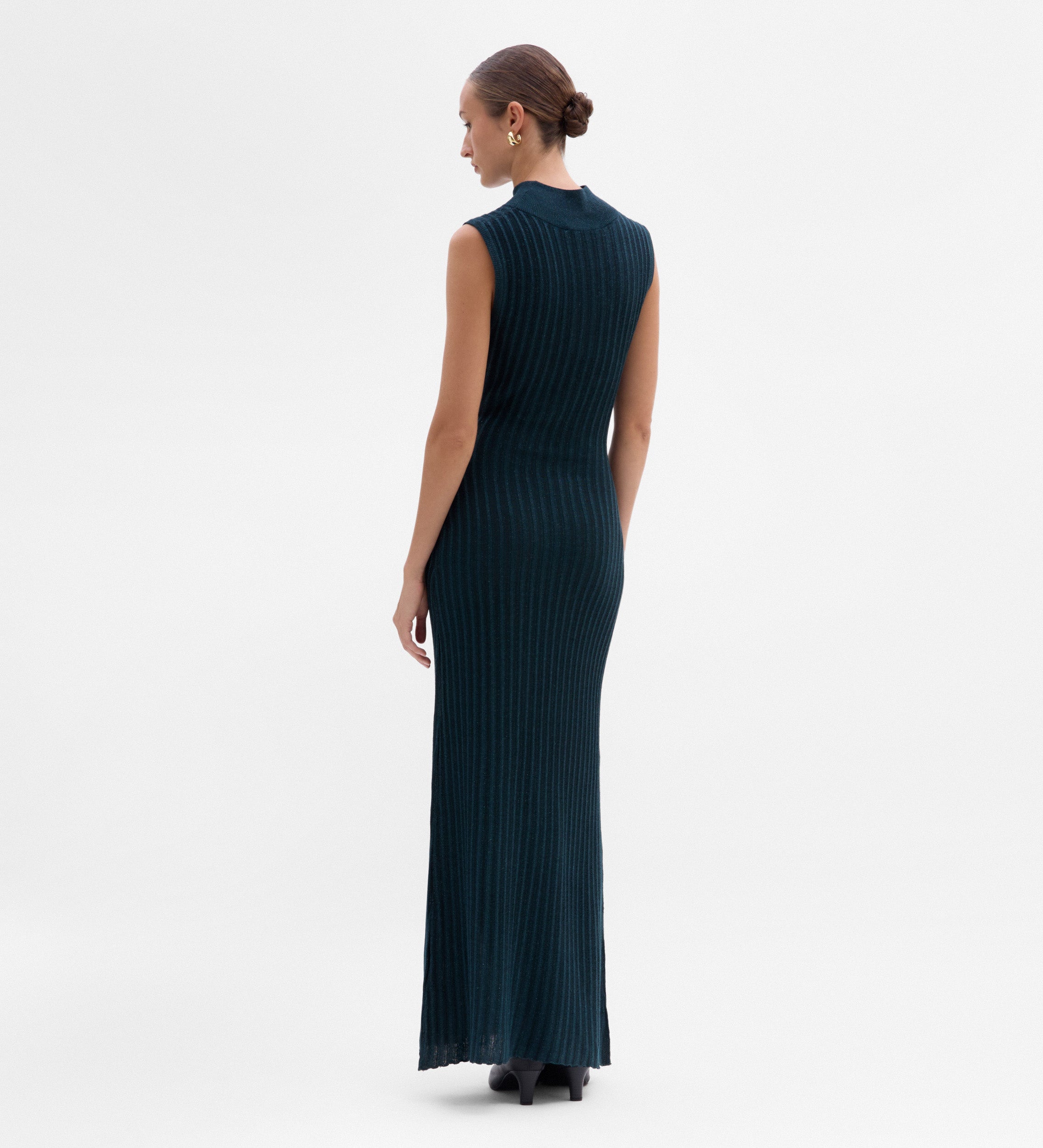 Metal-effect knit dress