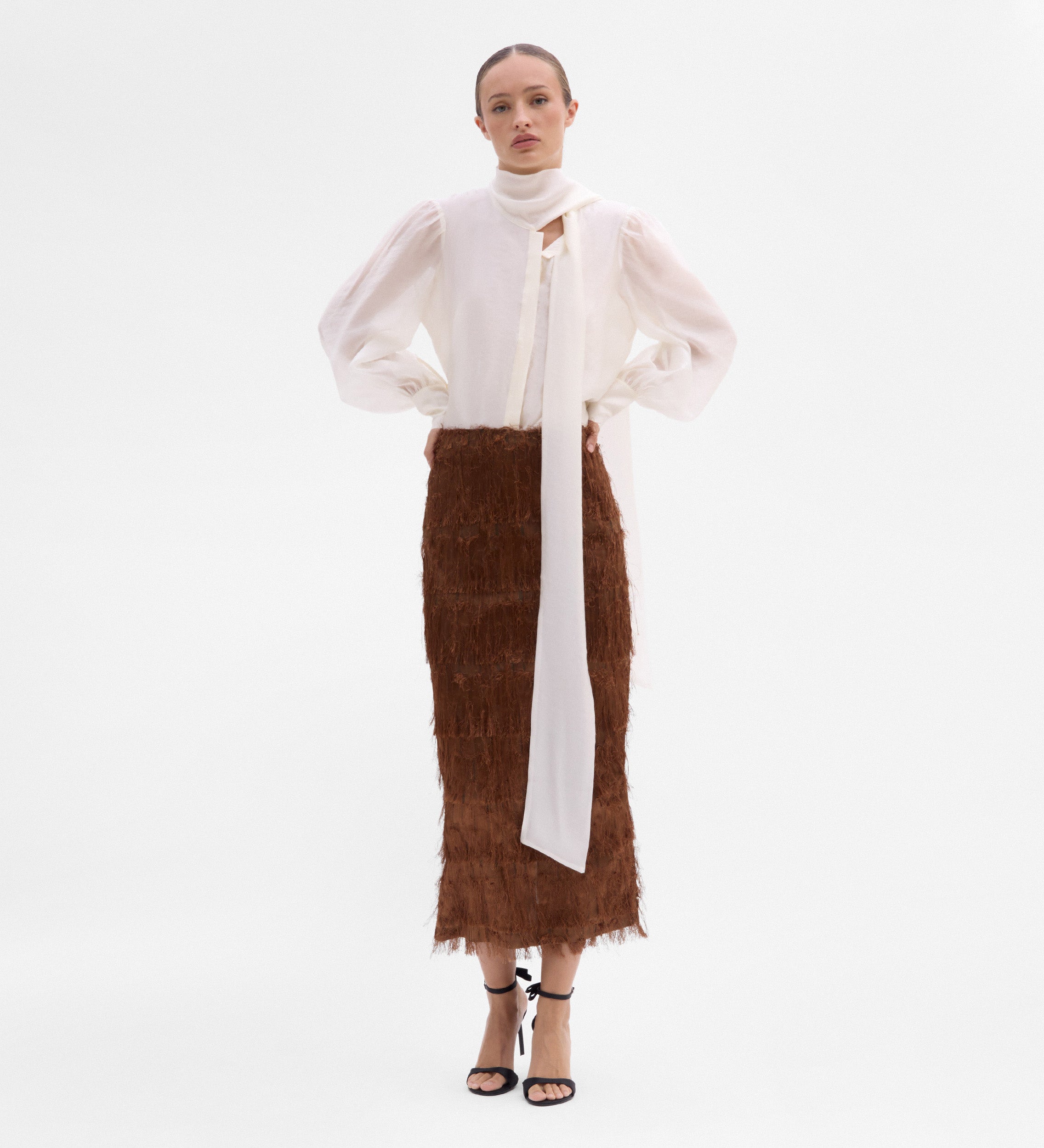 Textured midi skirt