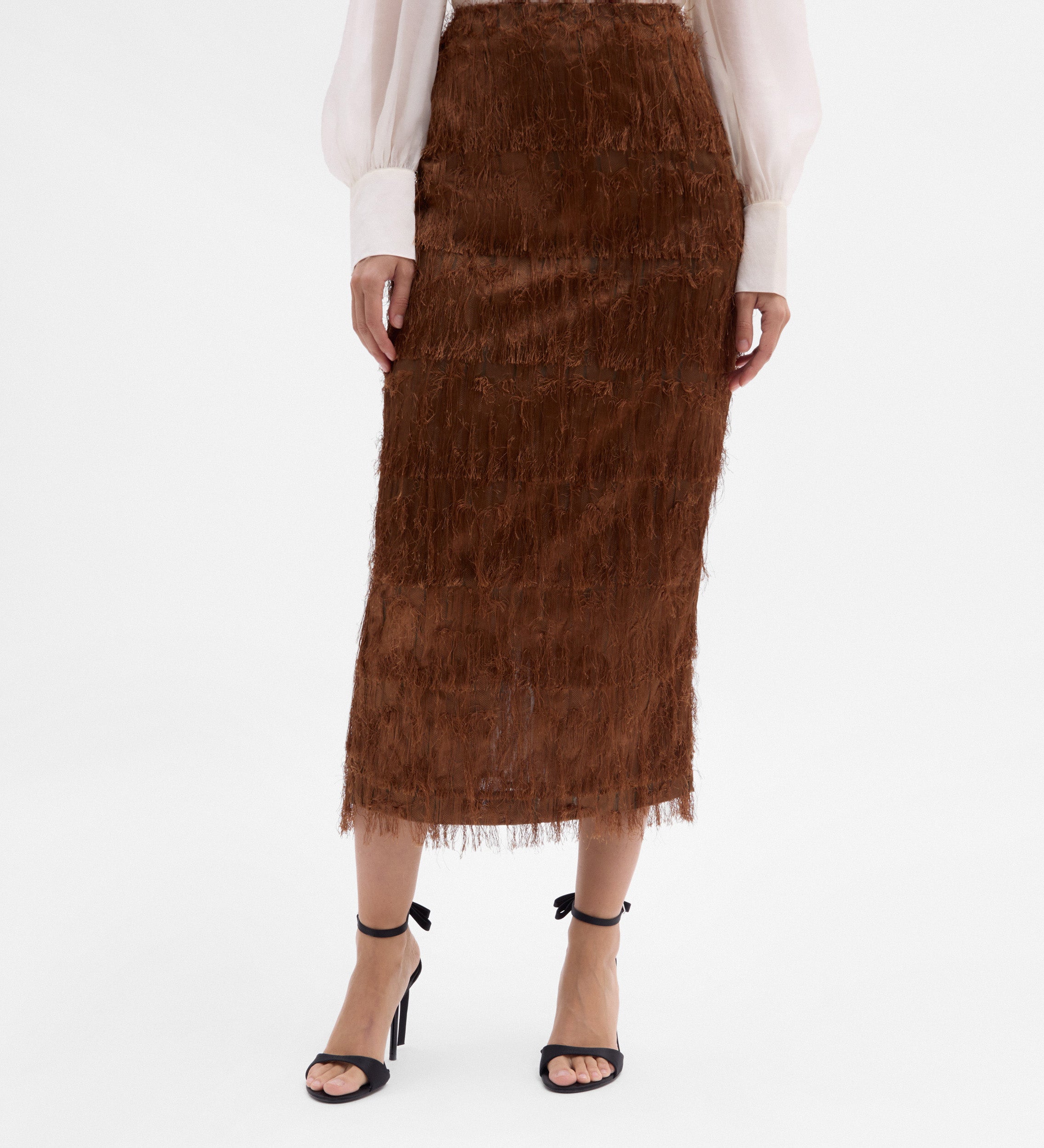 Textured midi skirt