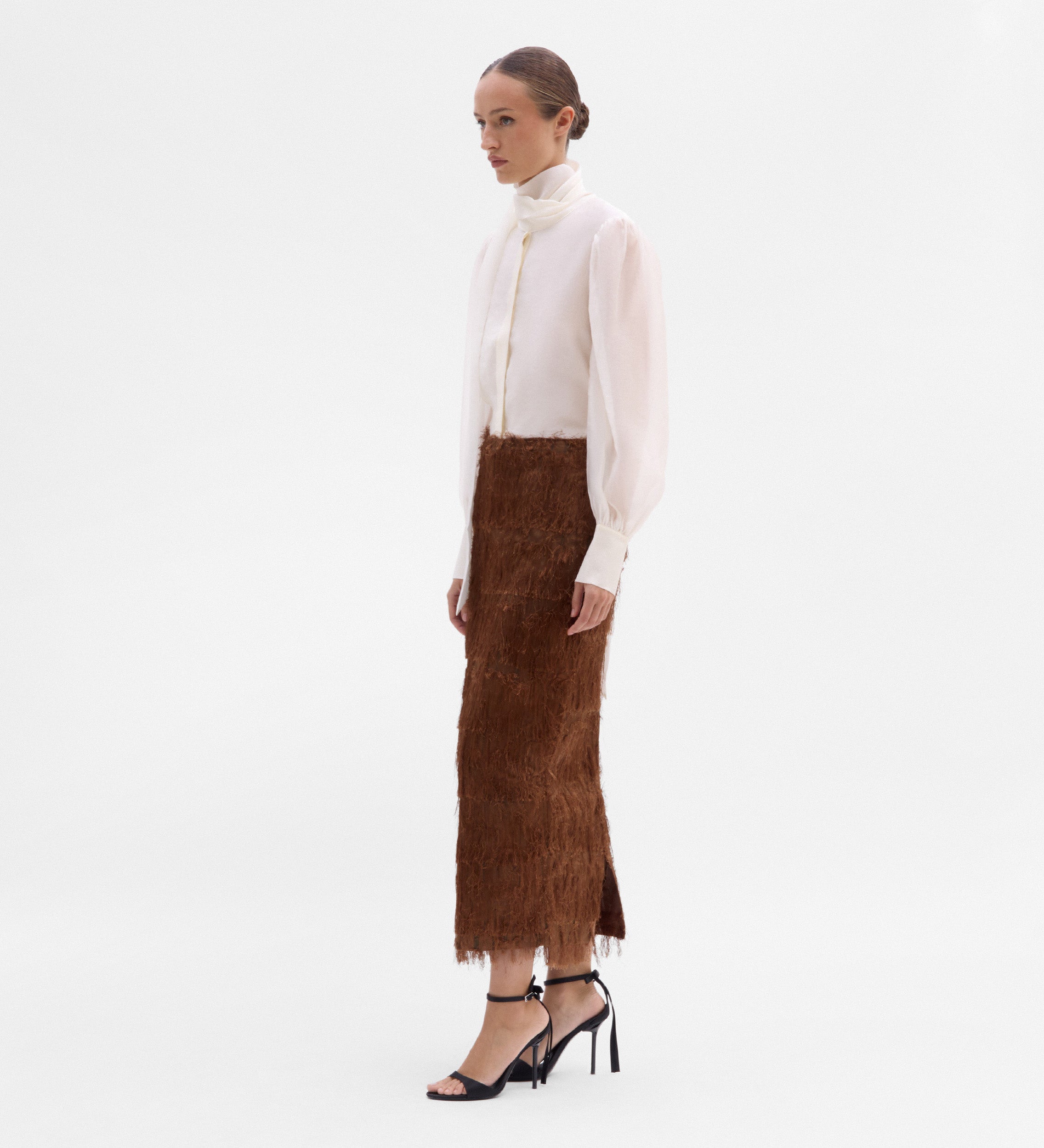 Textured midi skirt