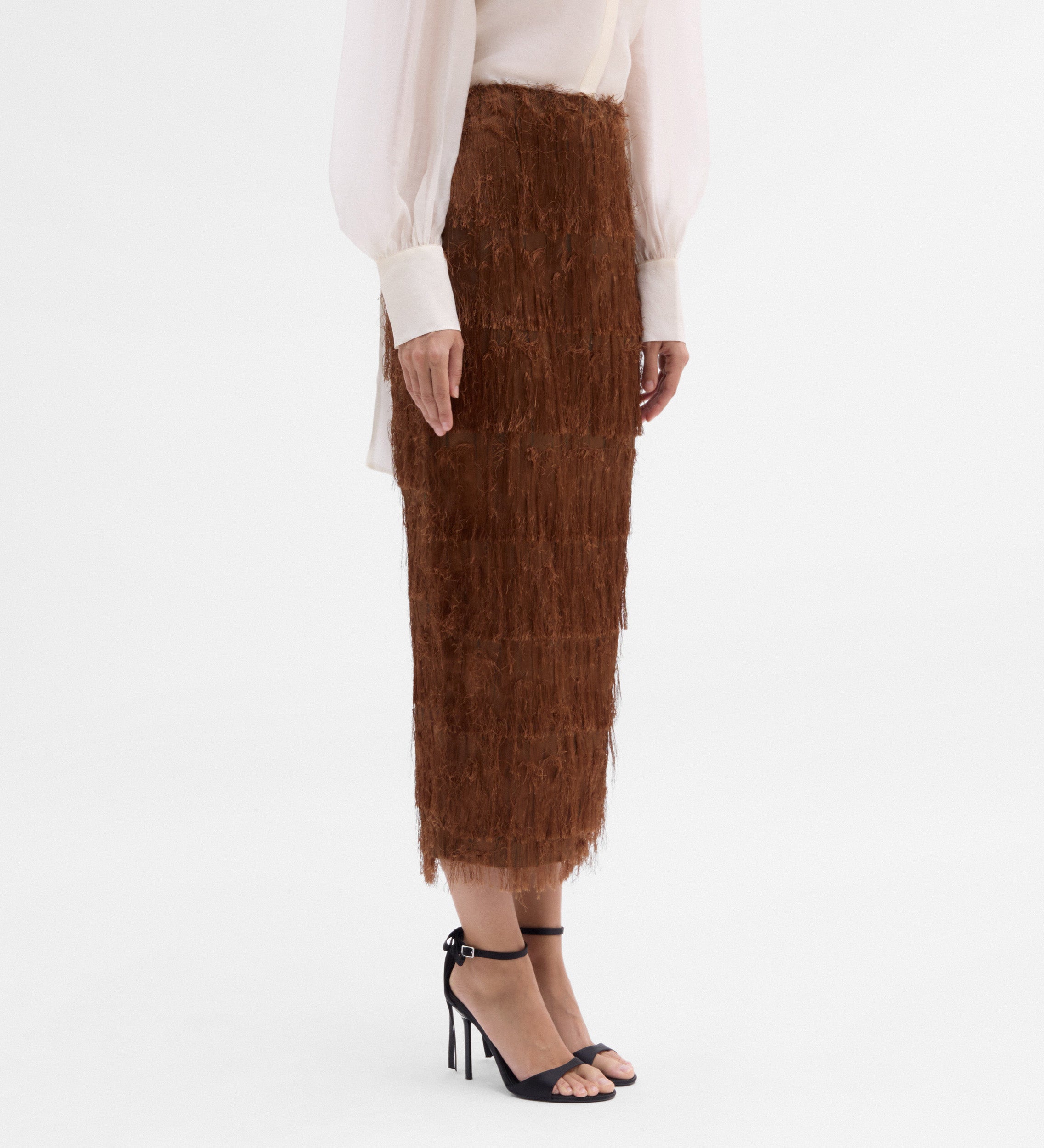 Textured midi skirt