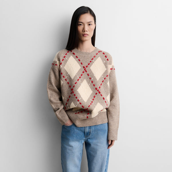 Oversized sweater with diamond pattern