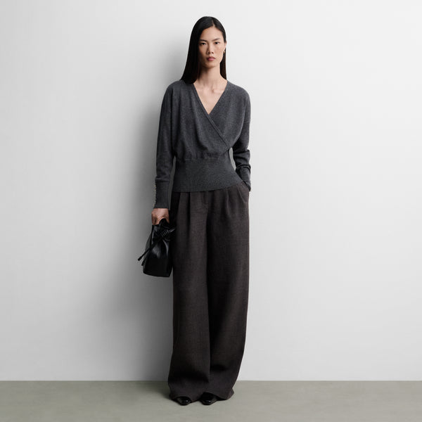 Knit sweater with wrap detail