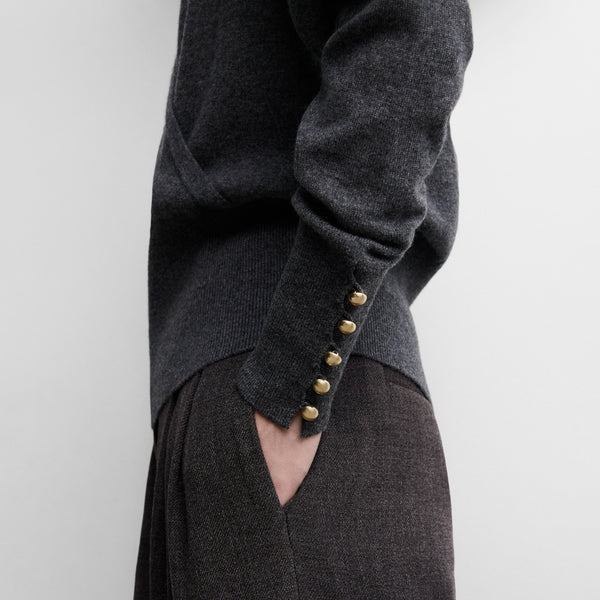 Knit sweater with wrap detail