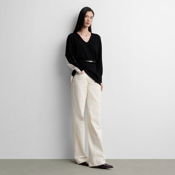 Two-tone sweater with belt