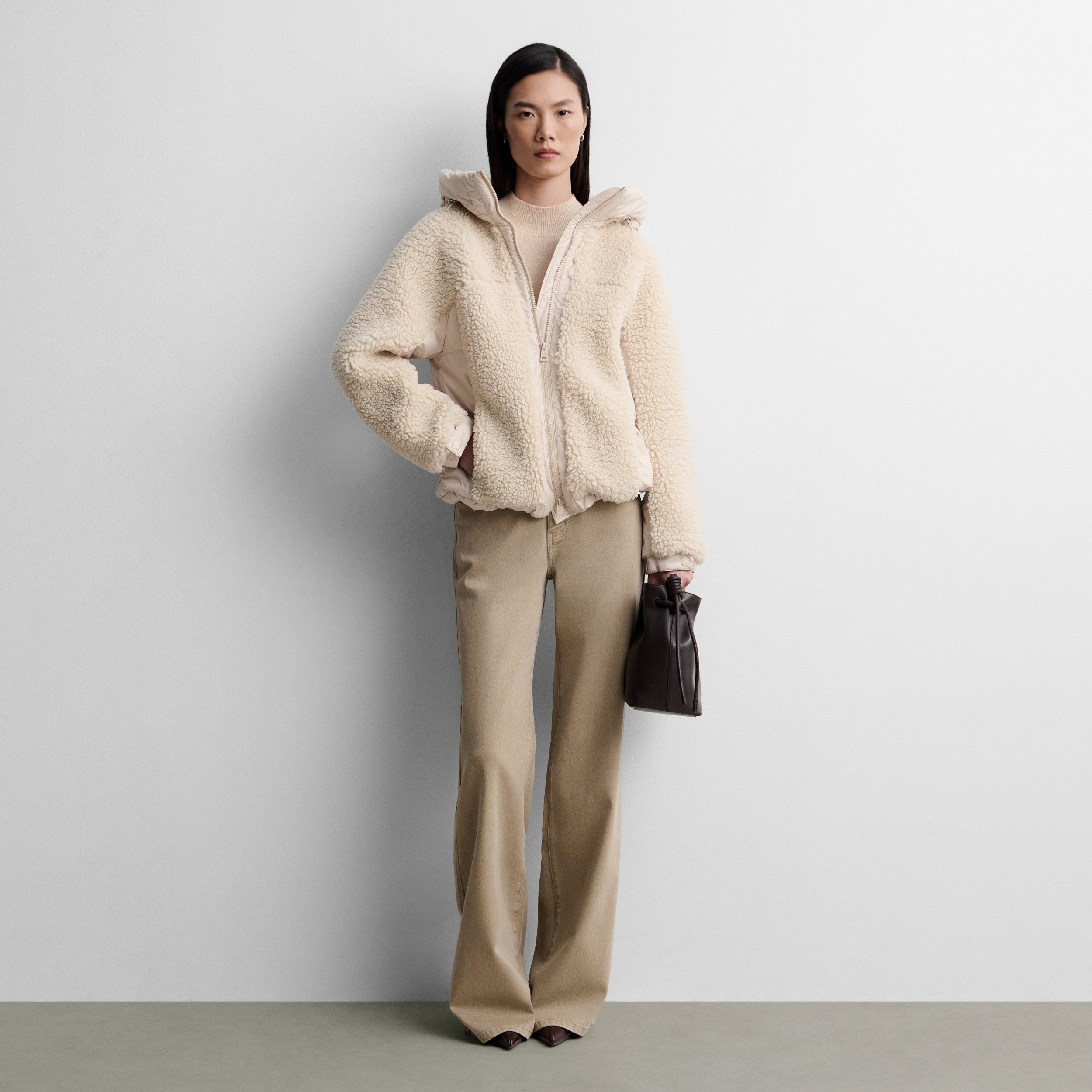 Short two-material parka
