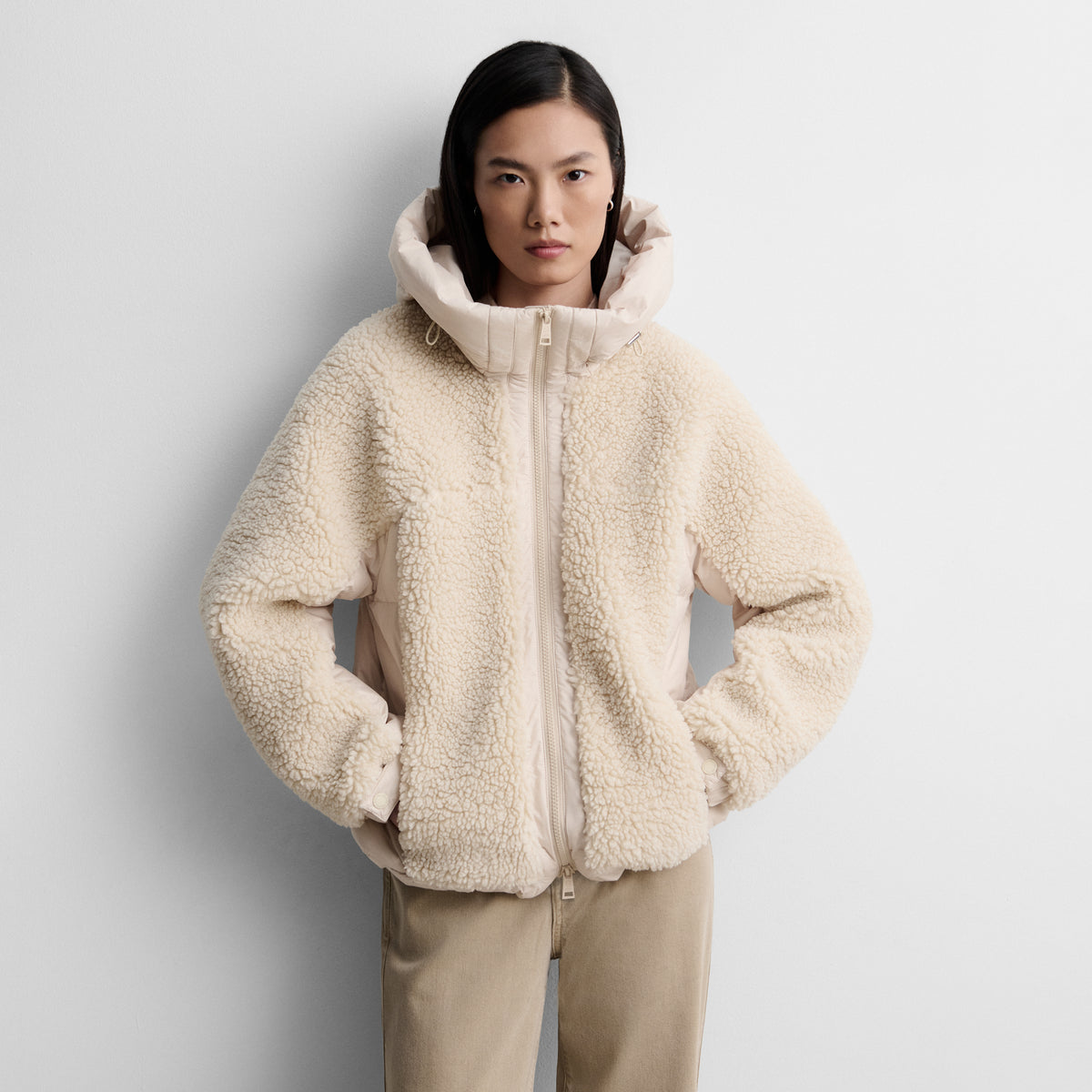 Short two-material parka