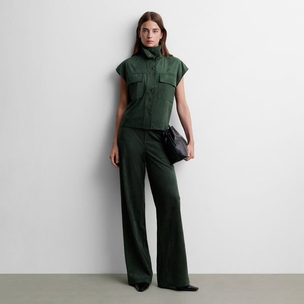Straight faux suede trousers