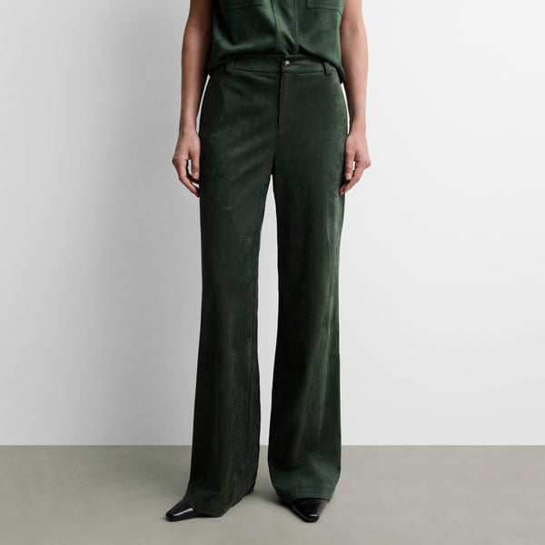 Straight faux suede trousers