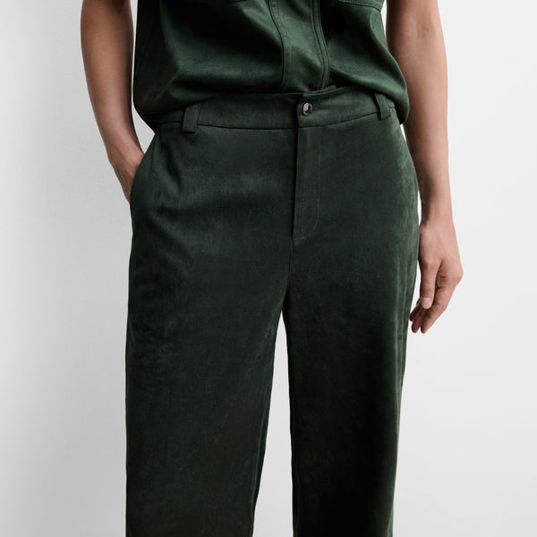 Straight faux suede trousers