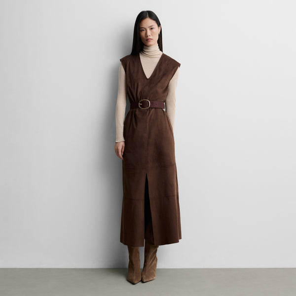 Fitted faux suede dress