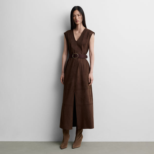 Fitted faux suede dress