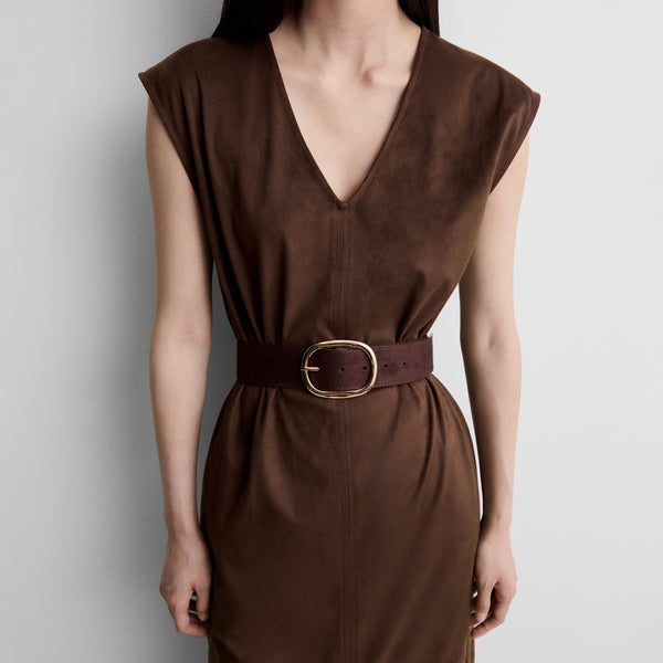 Fitted faux suede dress