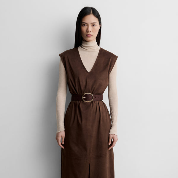 Fitted faux suede dress