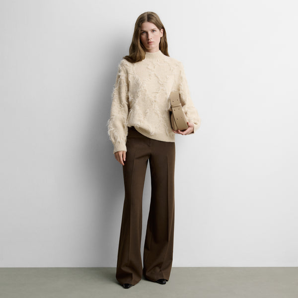 Fringed diamond-pattern sweater