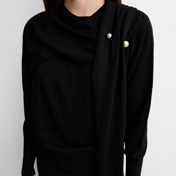 Knit sweater with scarf detail