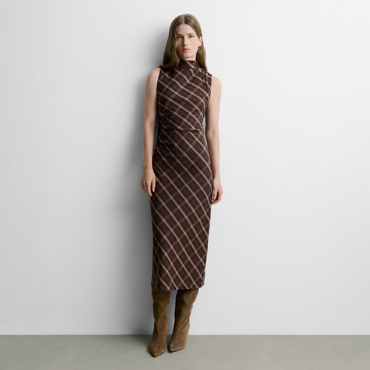 Checked midi dress