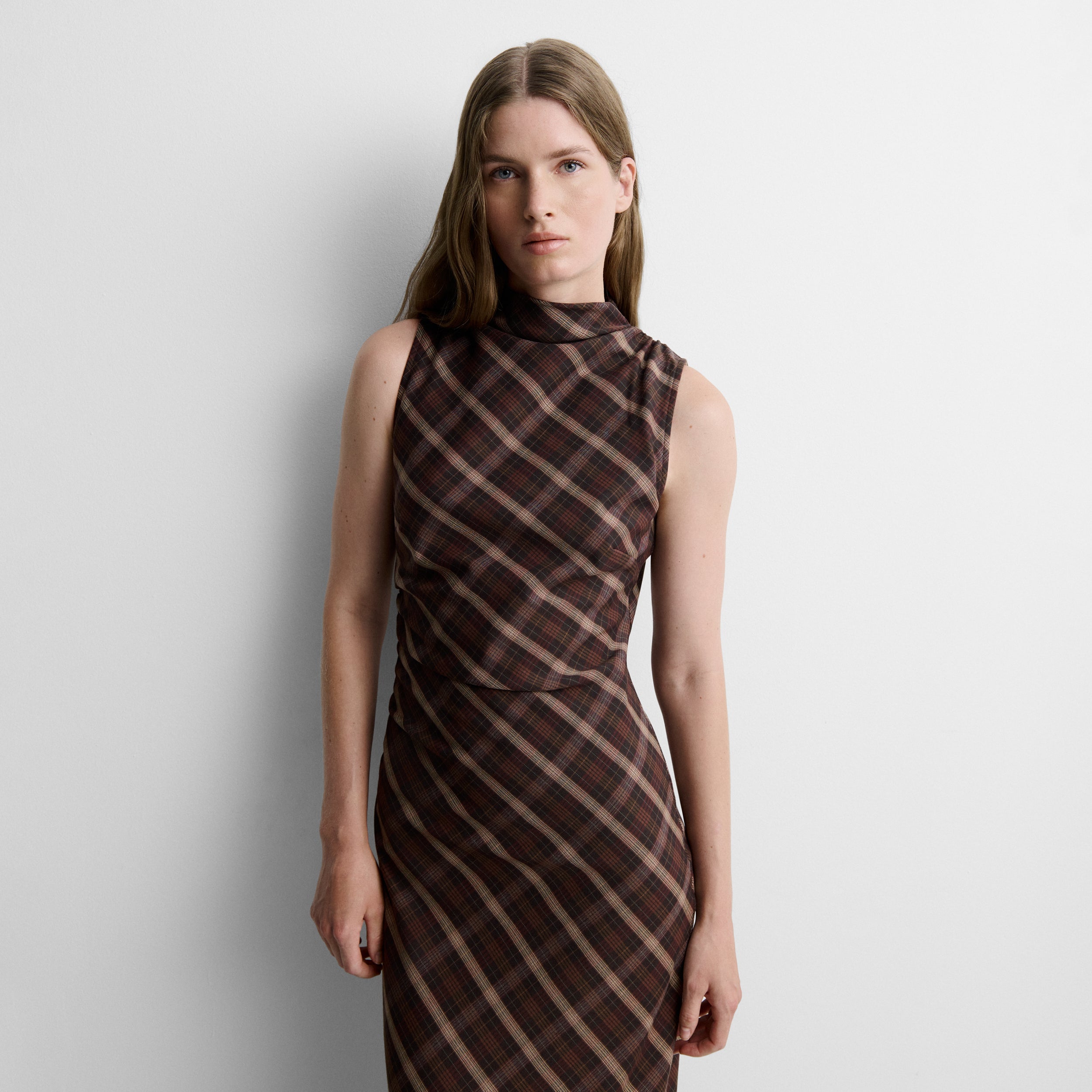 Checked midi dress