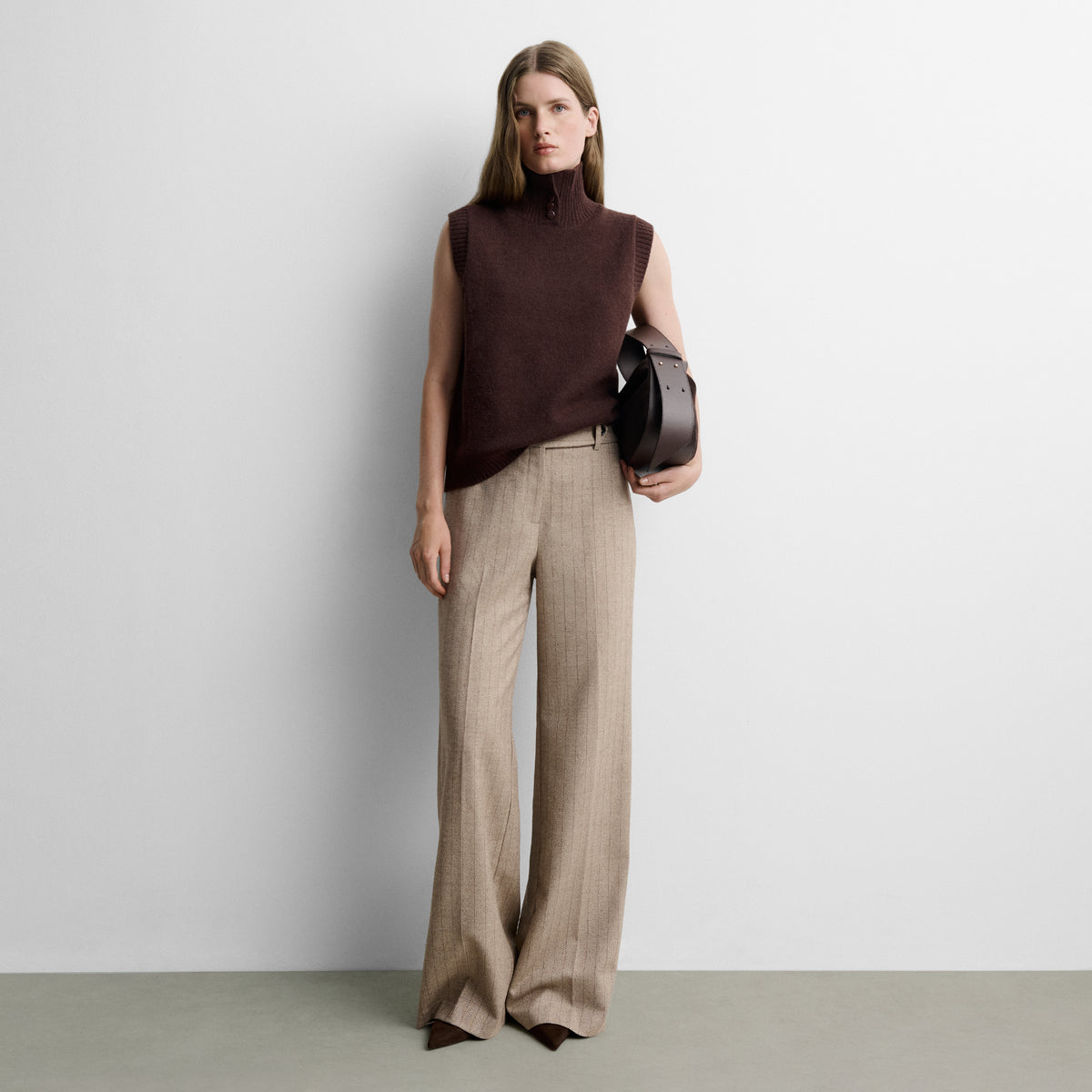 Flared herringbone trousers