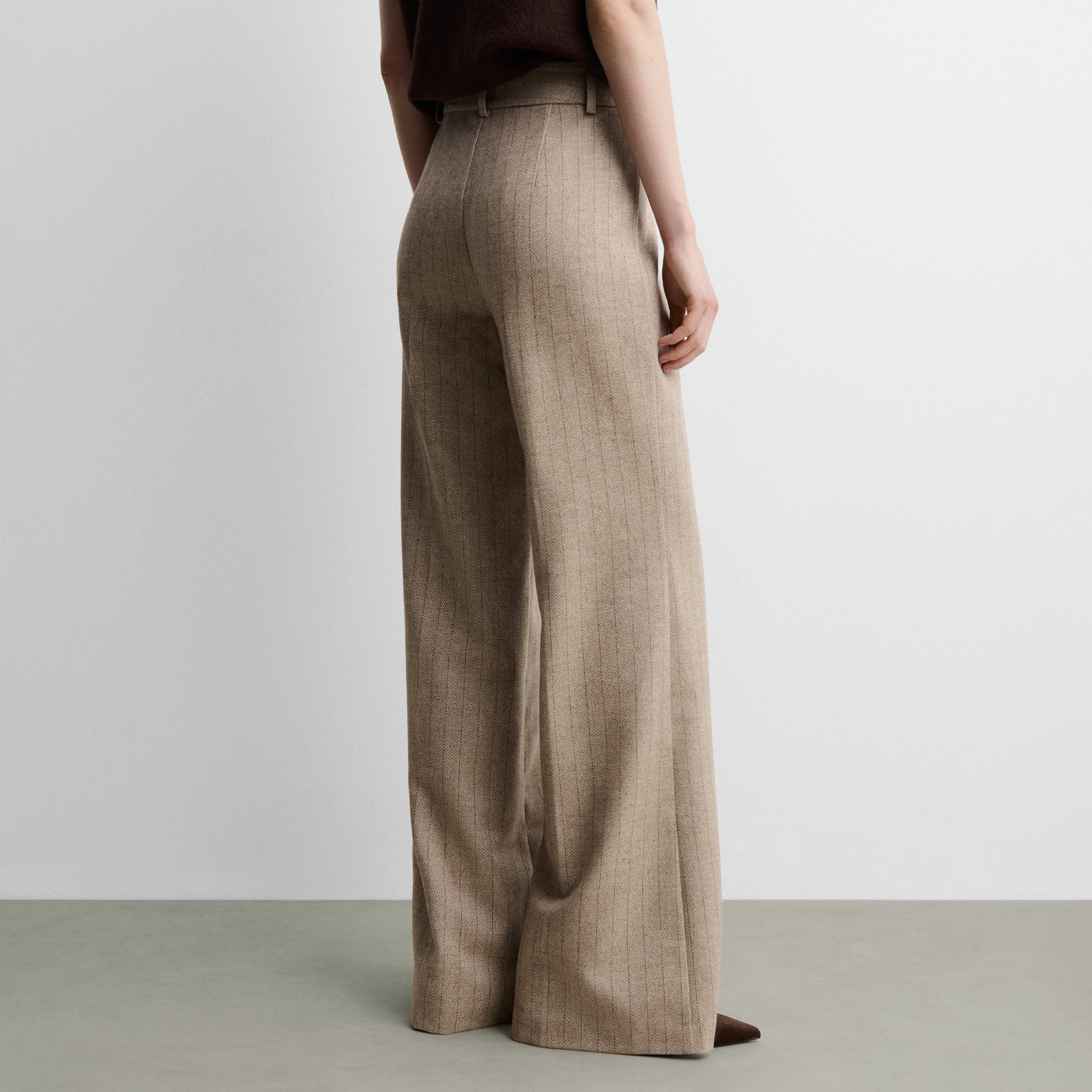 Flared herringbone trousers