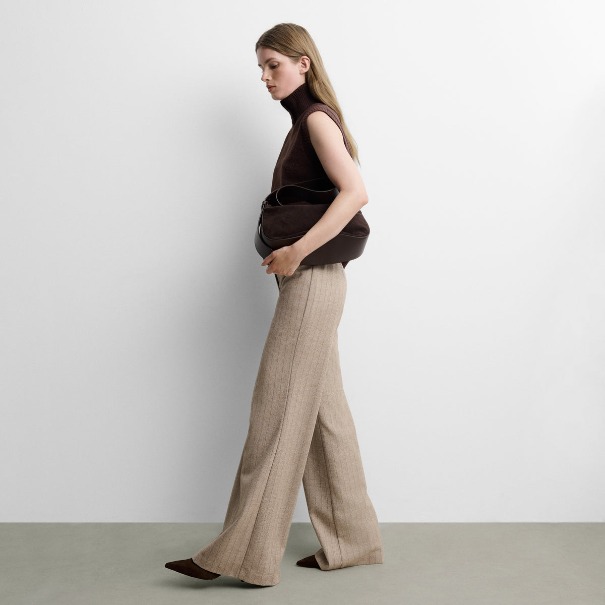 Flared herringbone trousers