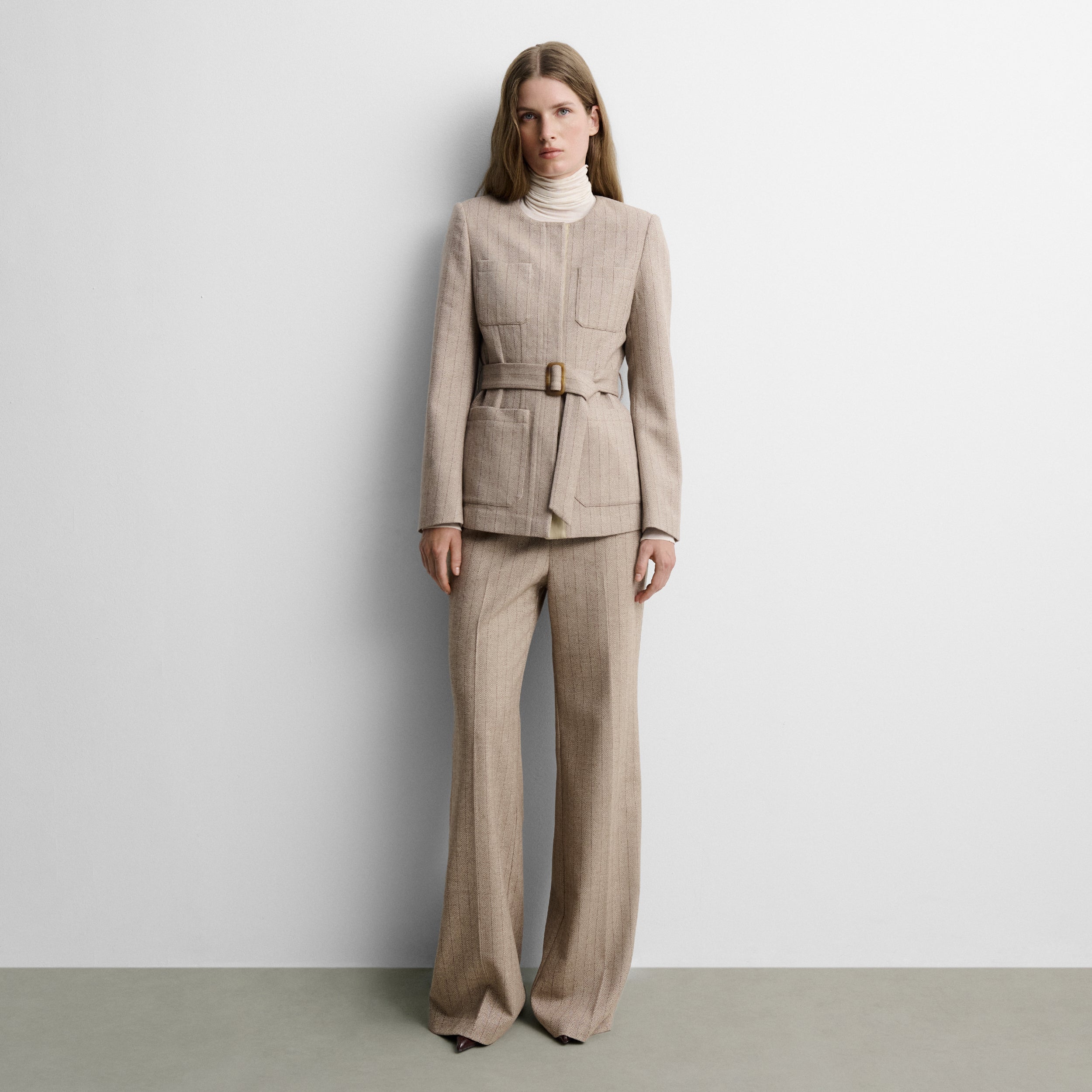 Herringbone jacket with belt