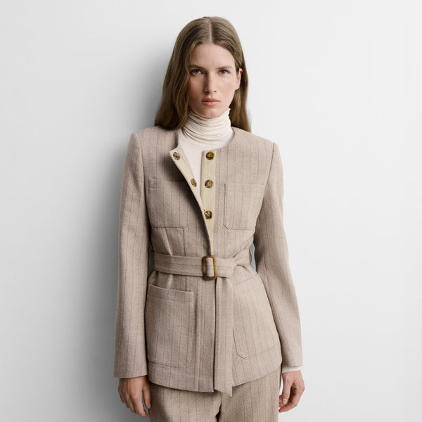 Herringbone jacket with belt