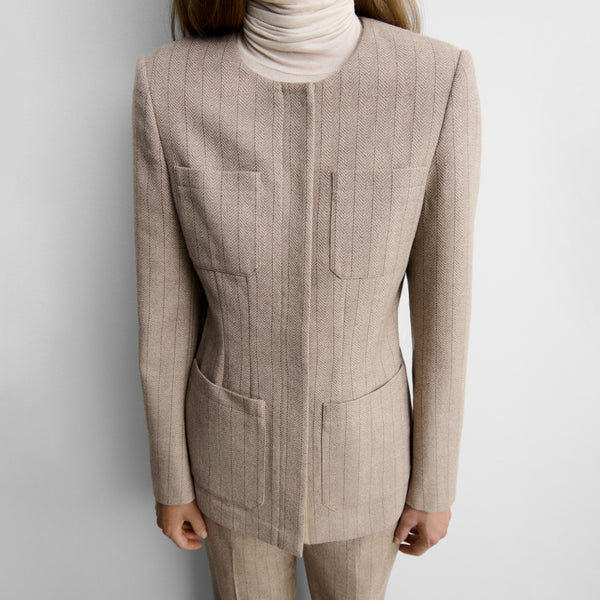 Herringbone jacket with belt