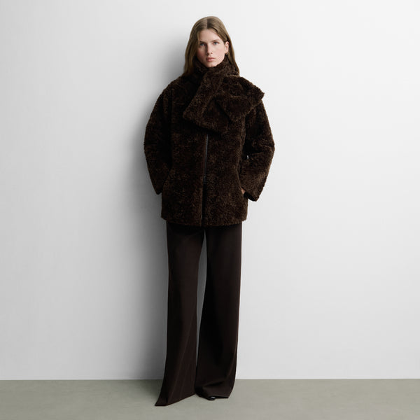 Faux-fur long jacket