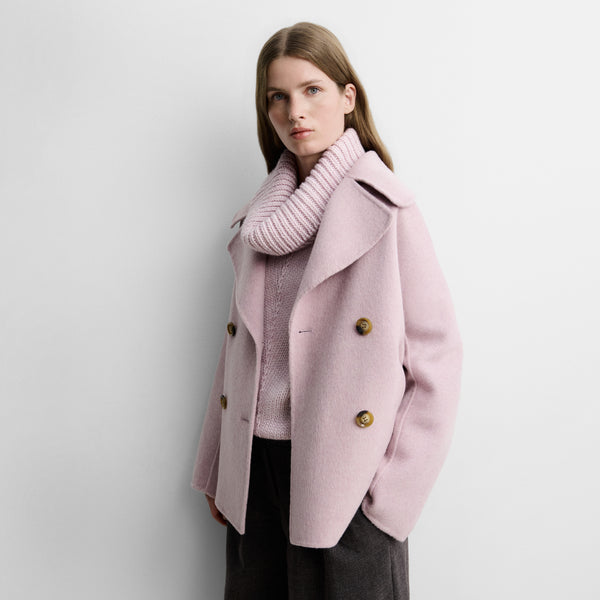 Double-faced wool long jacket