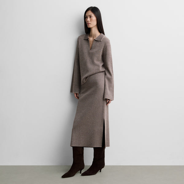 Herringbone knit skirt