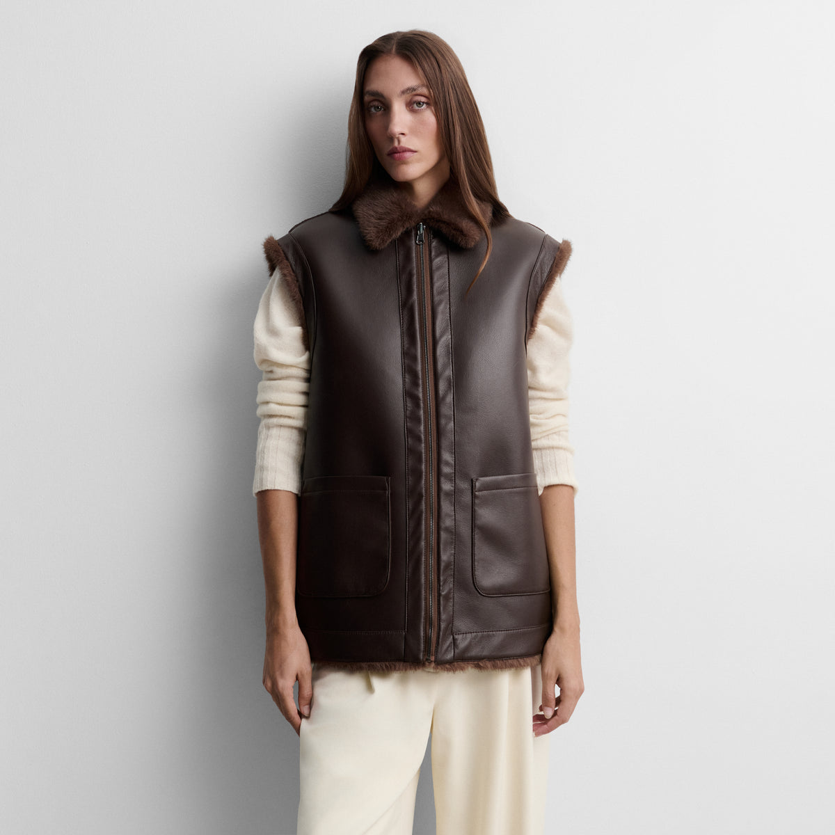 Reversible faux fur gilet