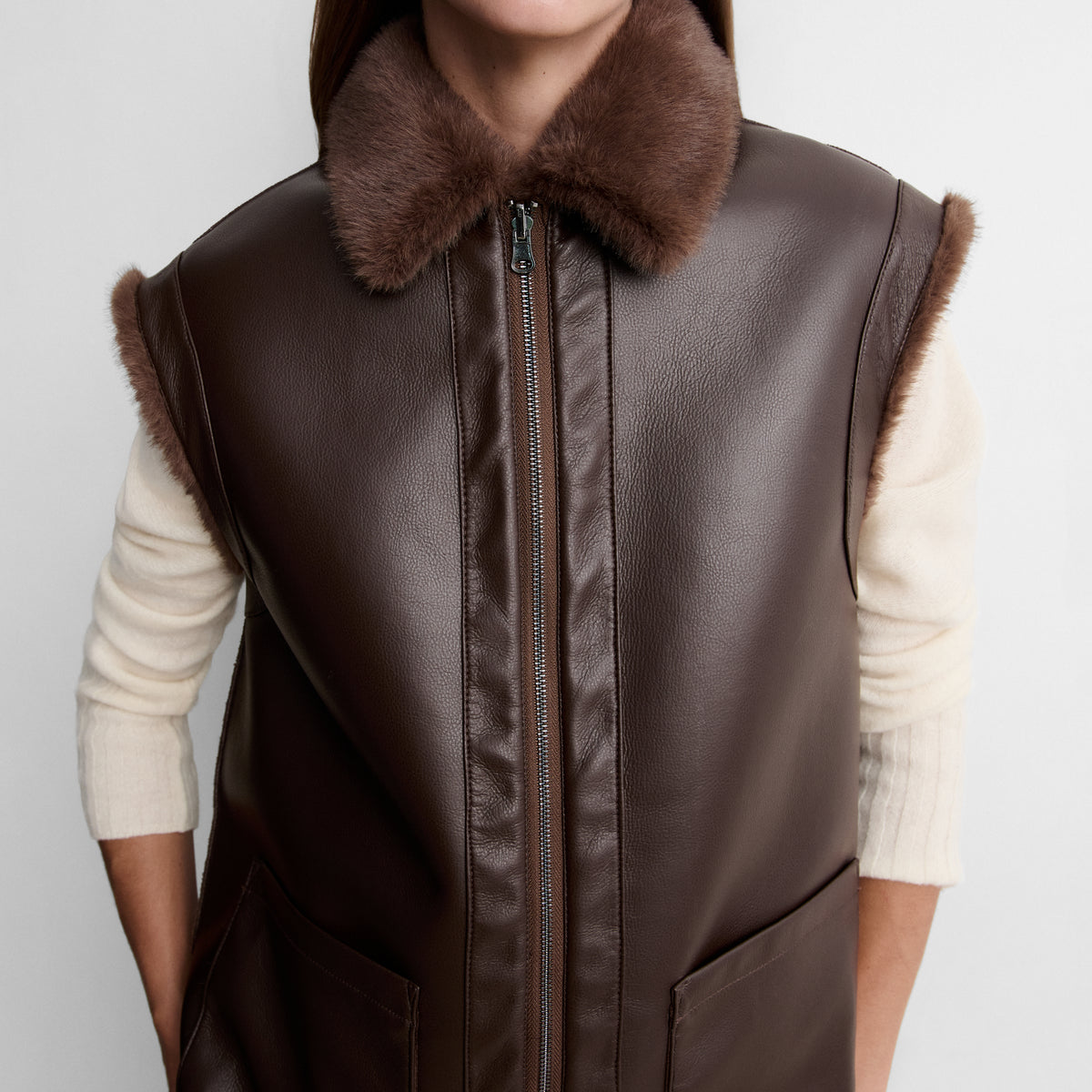 Reversible faux fur gilet