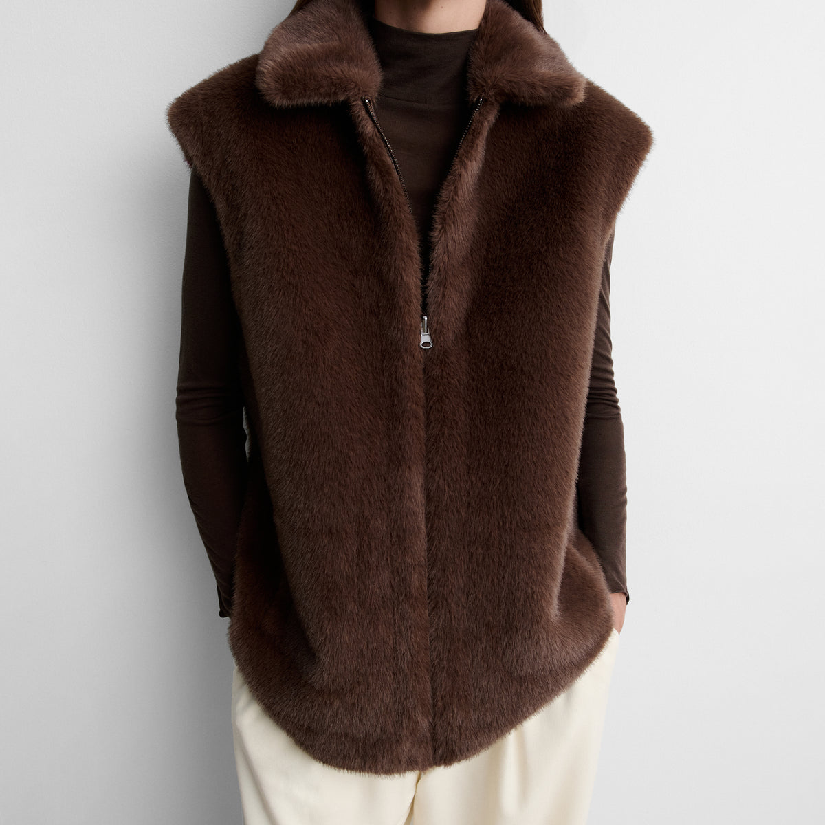 Reversible faux fur gilet