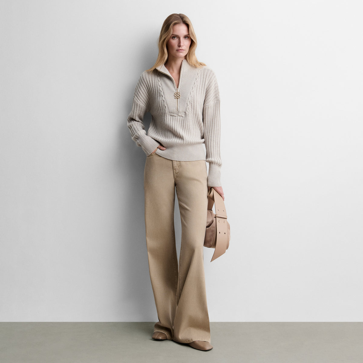 High-neck knit sweater