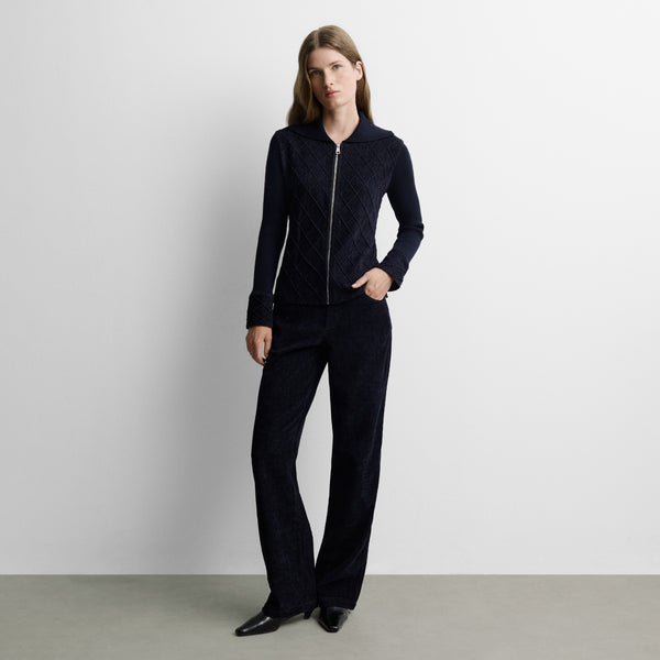 Two-material cardigan