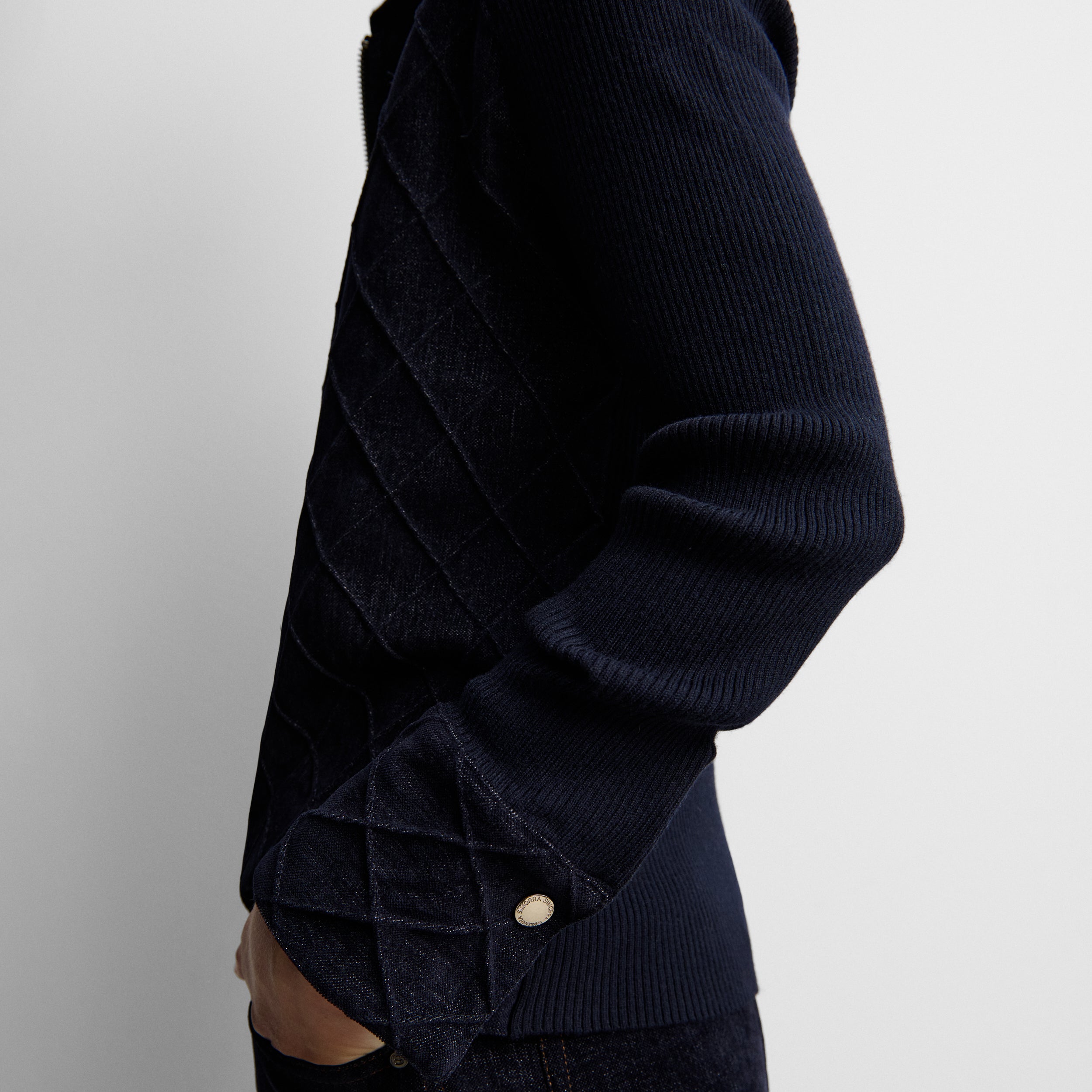 Two-material cardigan