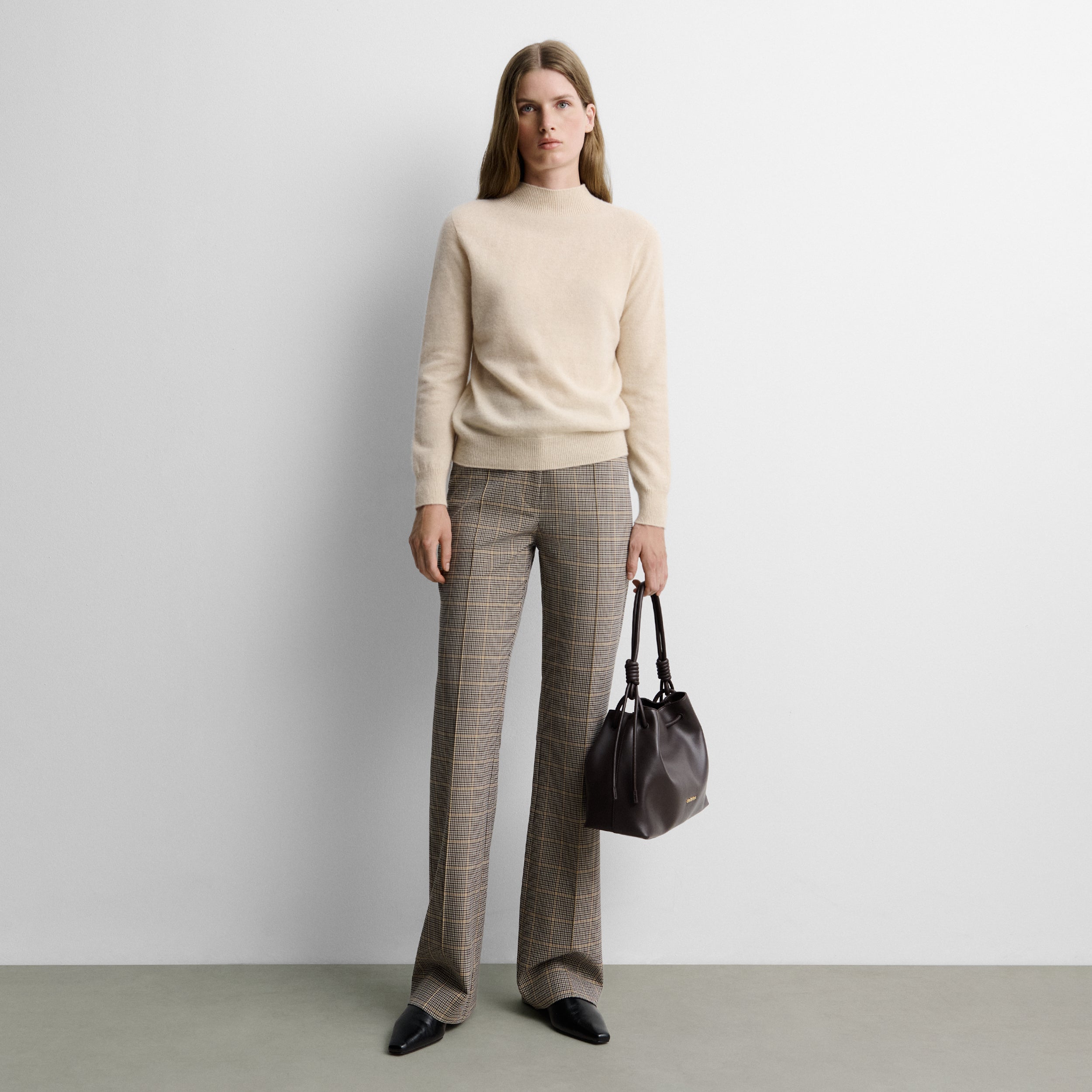 Straight checked trousers