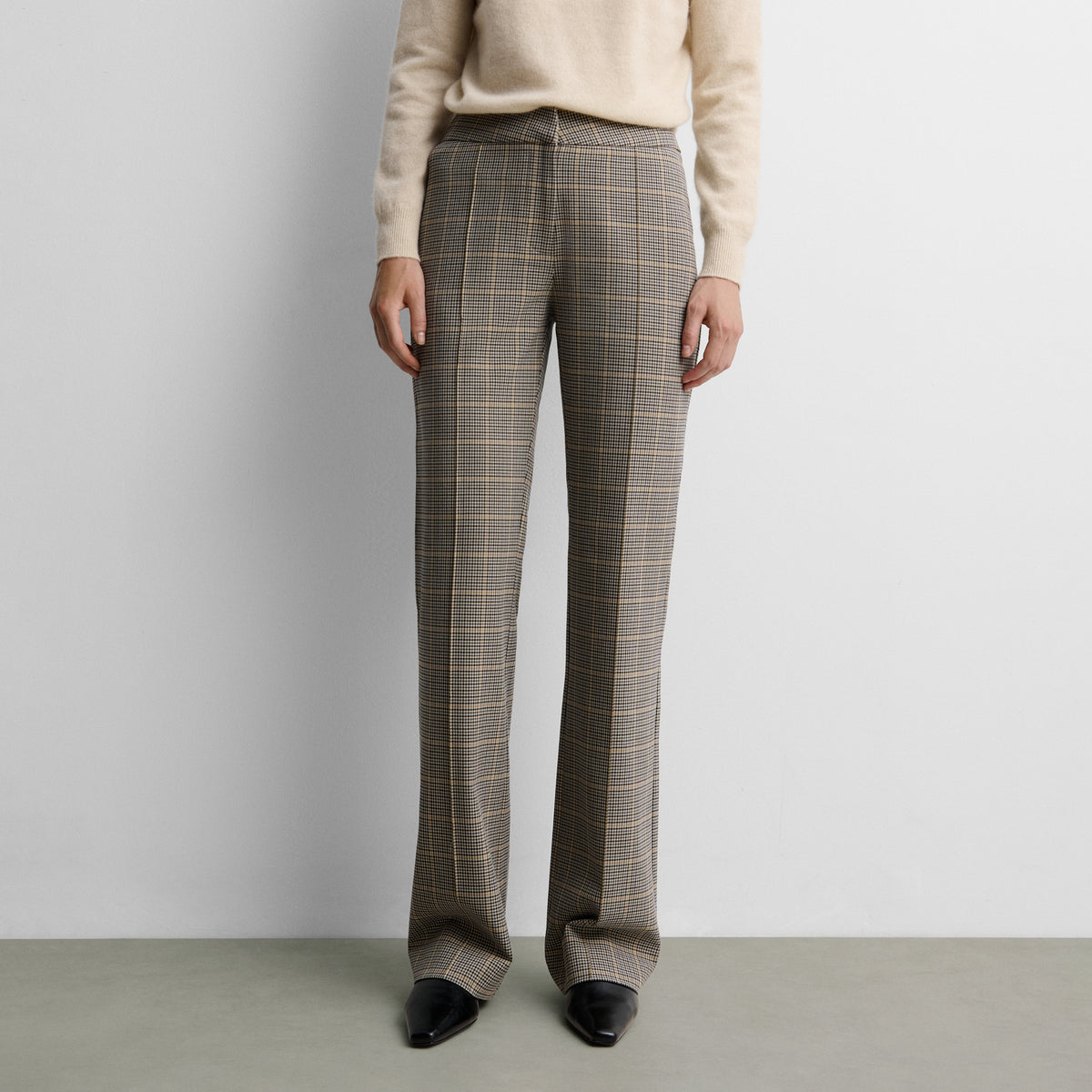 Straight checked trousers