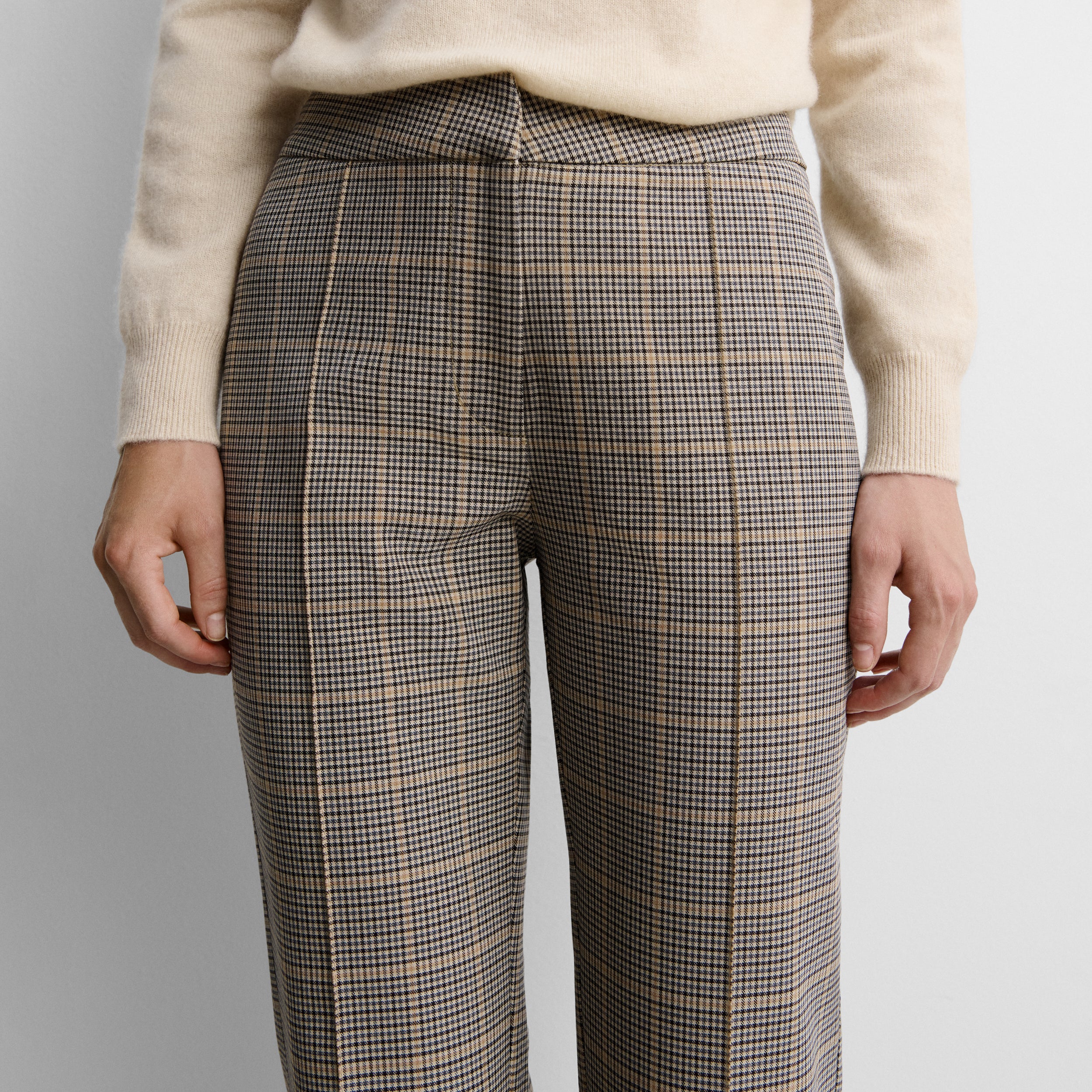 Straight checked trousers