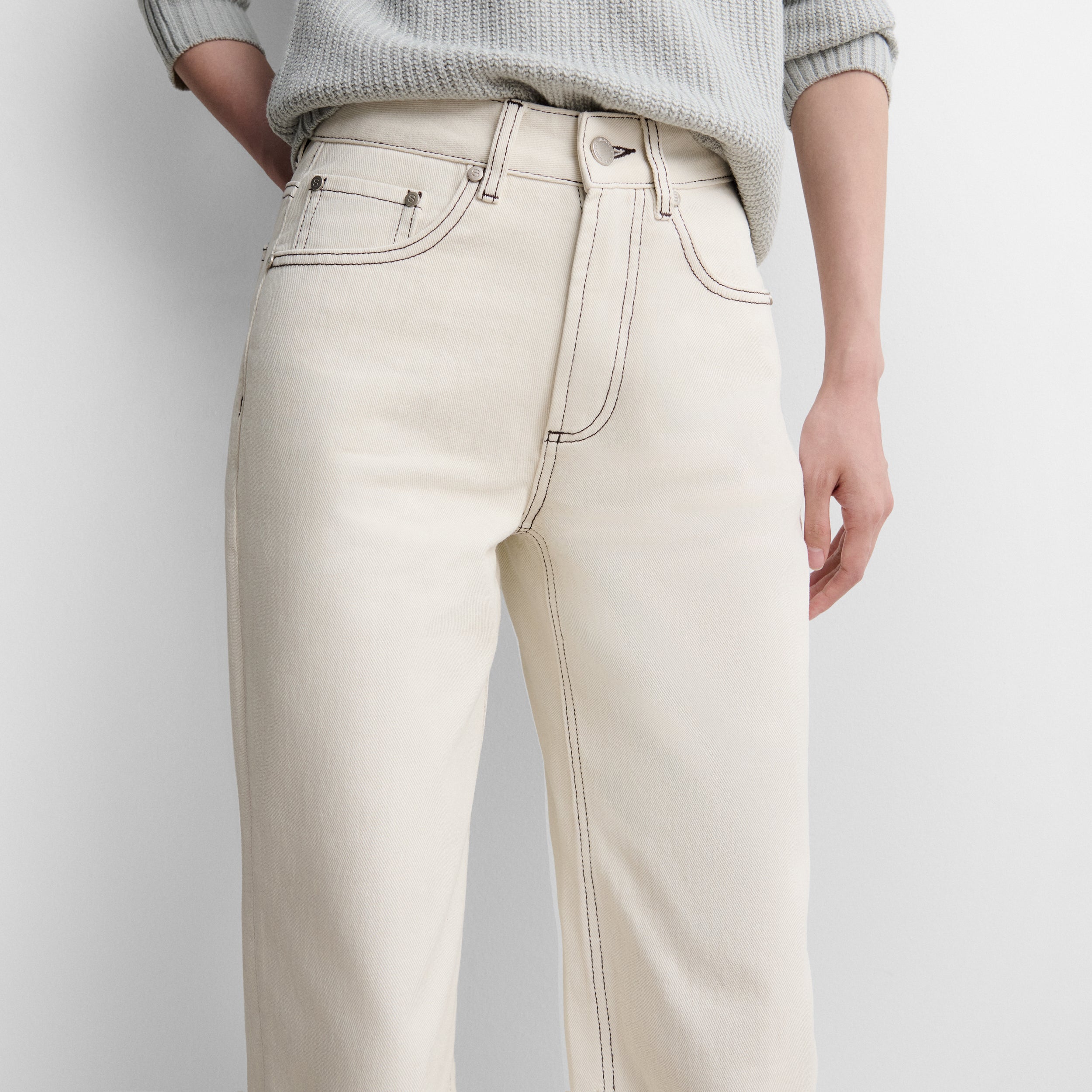 Straight cotton twill trousers