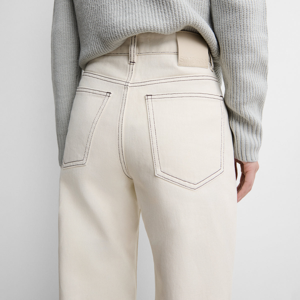 Straight cotton twill trousers
