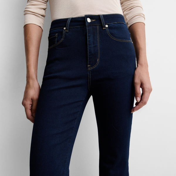Flared denim trousers