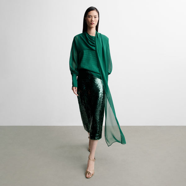 Embroidered handkerchief-hem blouse