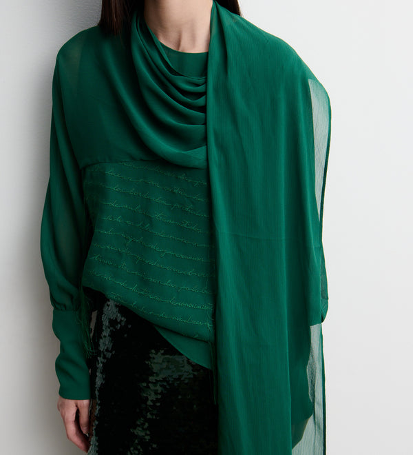 Embroidered handkerchief-hem blouse