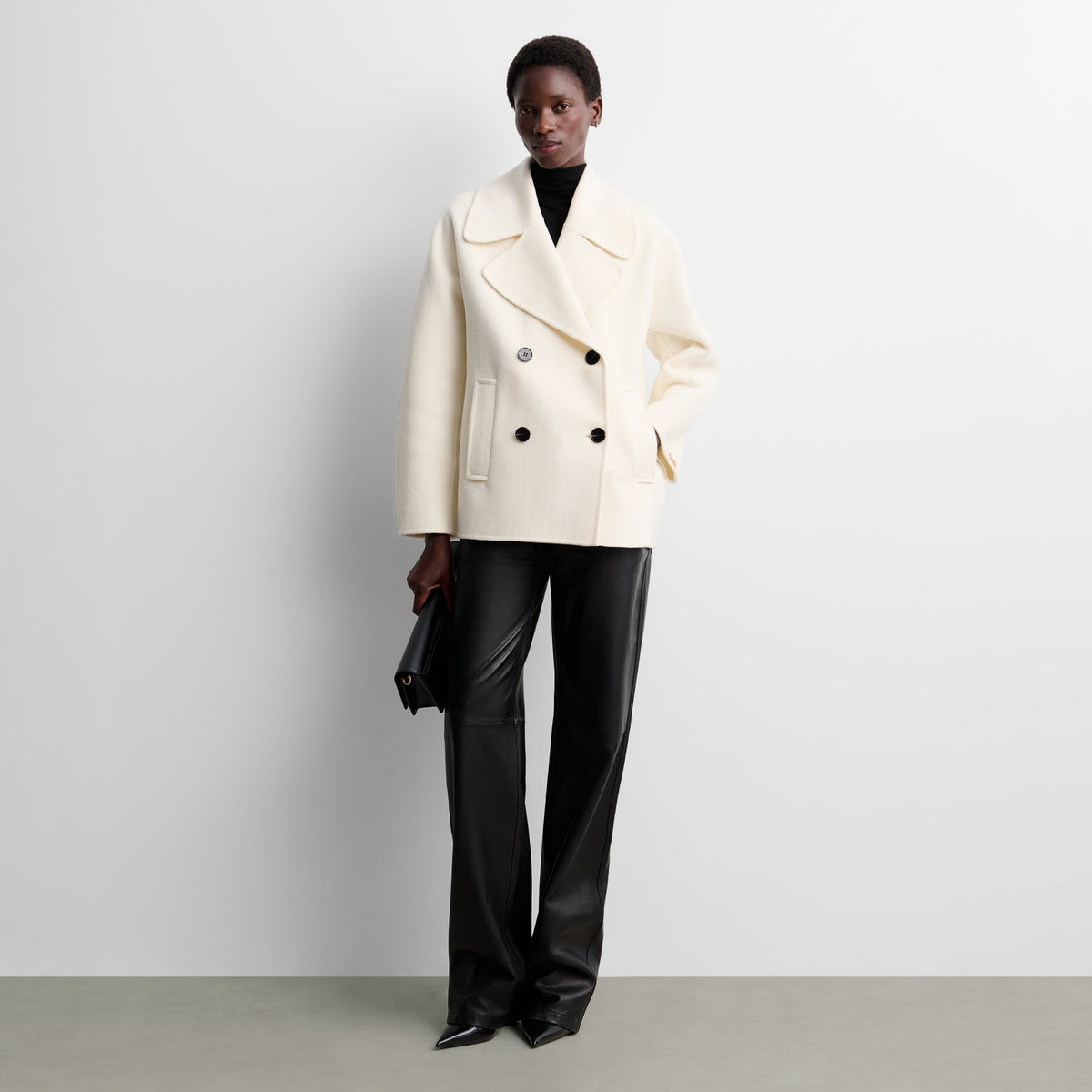 Double-faced wool long jacket