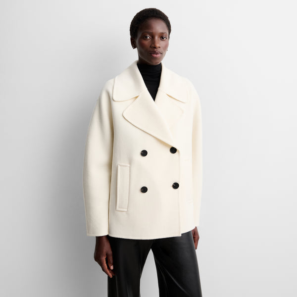 Double-faced wool long jacket