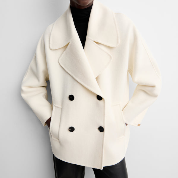 Double-faced wool long jacket